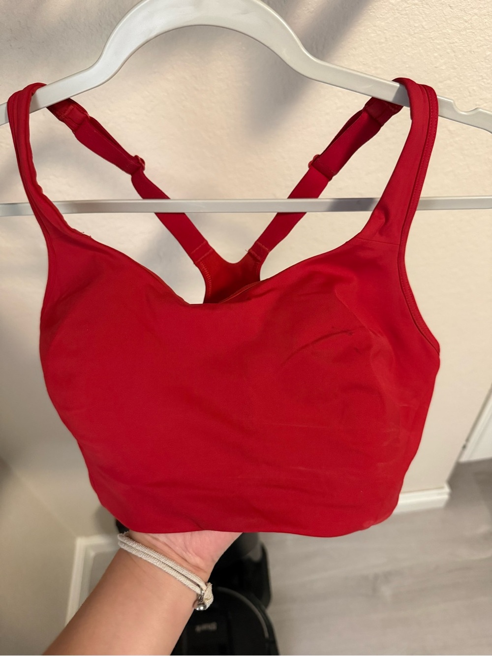 Lululemon Like A Cloud Bra Longline D/DD Cup Red 34D Strappy Sports Bra